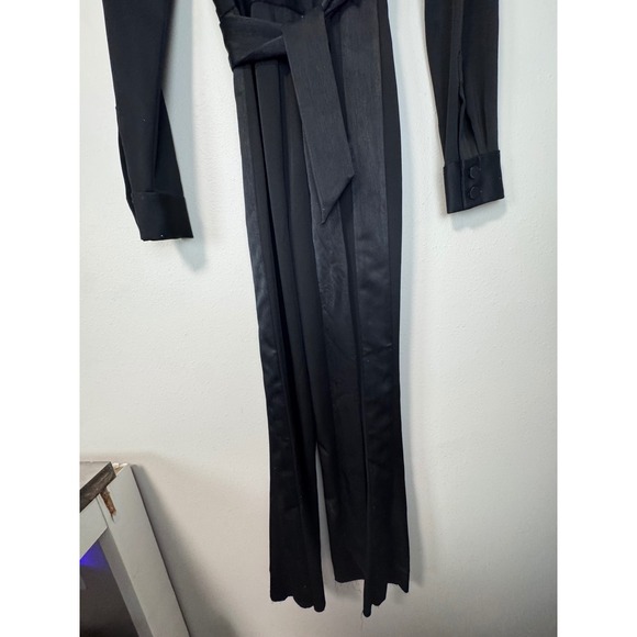 NWOT Diane Von Furstenberg Plunge Jumpsuit with‎ Satin Trim and Sash Belt Size 2 - Picture 7 of 16